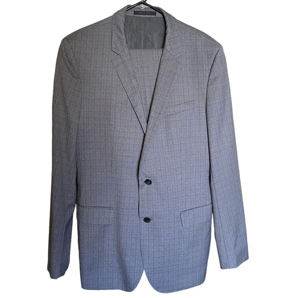 BOSS HUGO BOSS Suit 2 Piece Super 130 Mens Size 42L Gray WOOL Two Button Closure - Picture 1 of 16